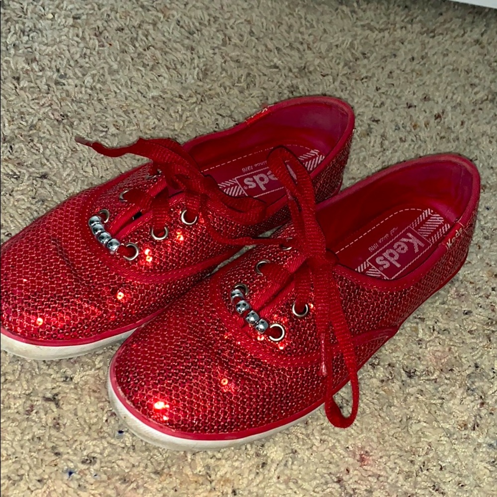 Sparkly red keds shoes